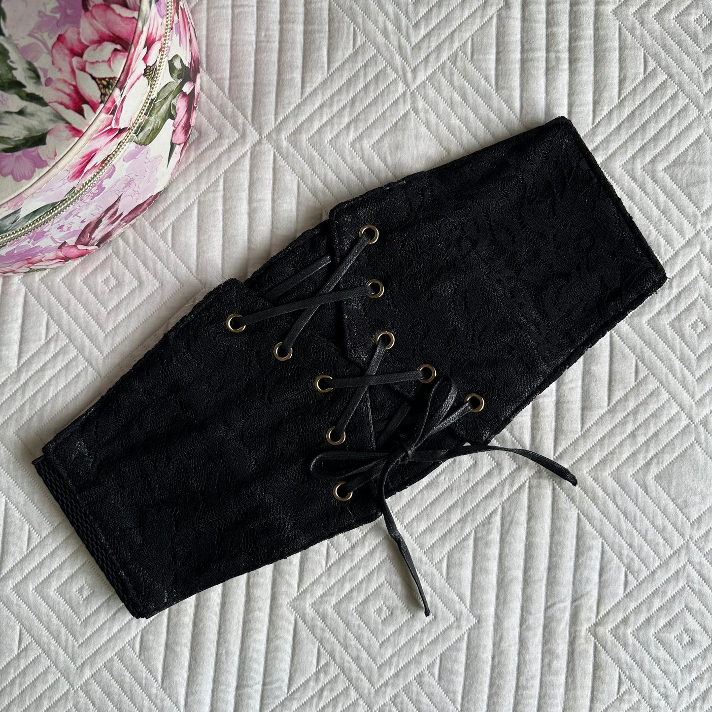 Black Lace Corset Waist Belt