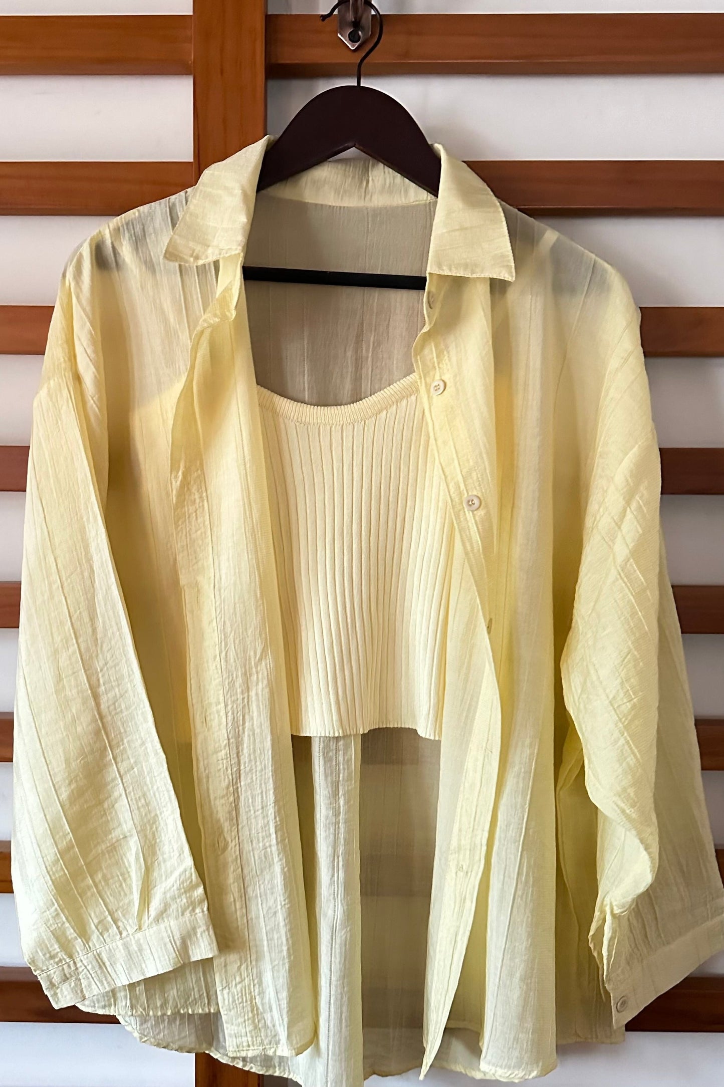 Co-ord Shirt set with ribbed inner Spaghetti