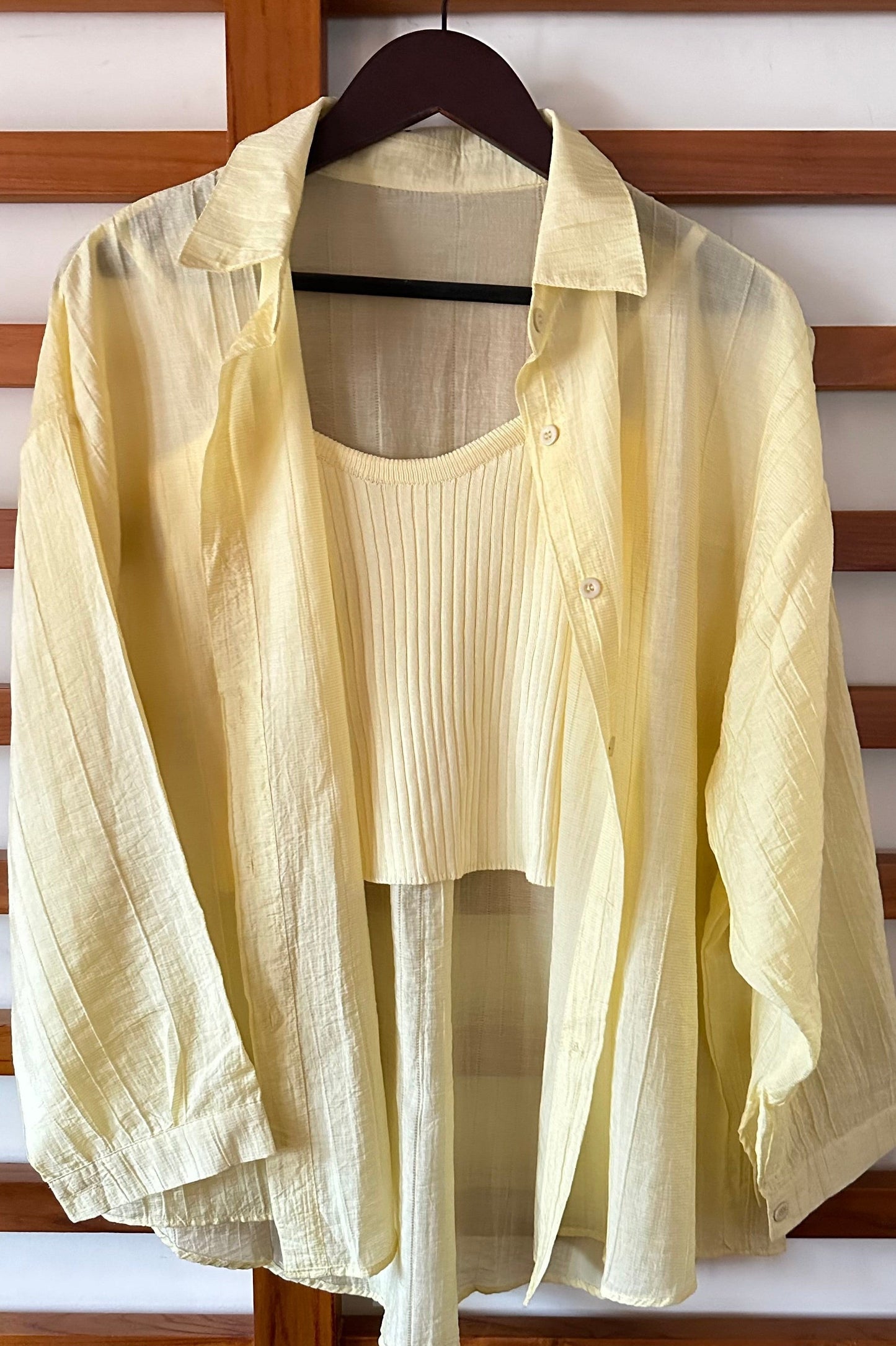 Co-ord Shirt set with ribbed inner Spaghetti