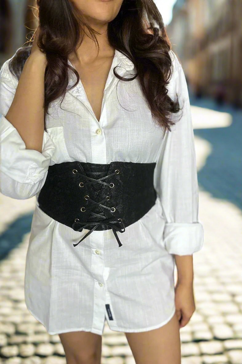 Black Lace Corset Waist Belt