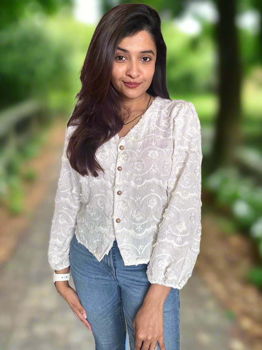 Off white Embroidered Blouse