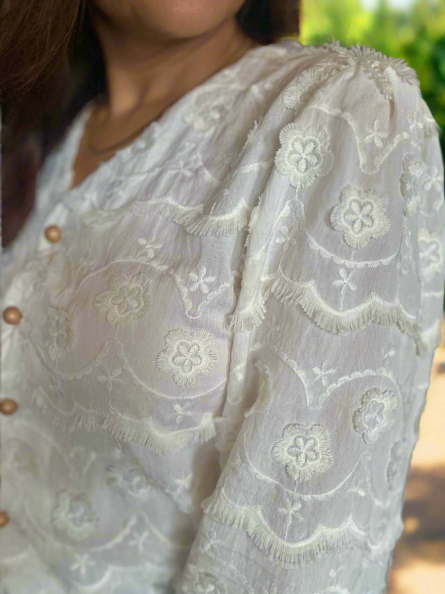 Off white Embroidered Blouse