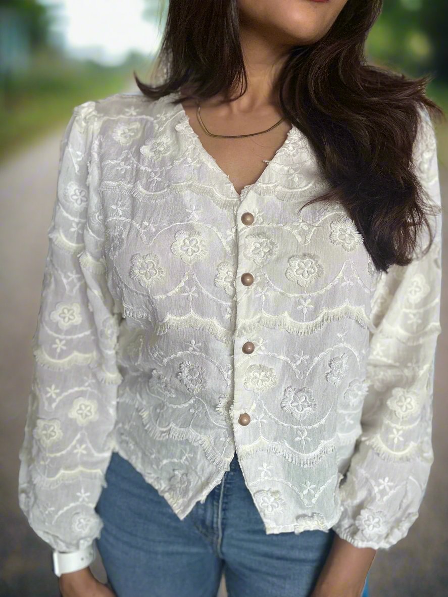 Off white Embroidered Blouse