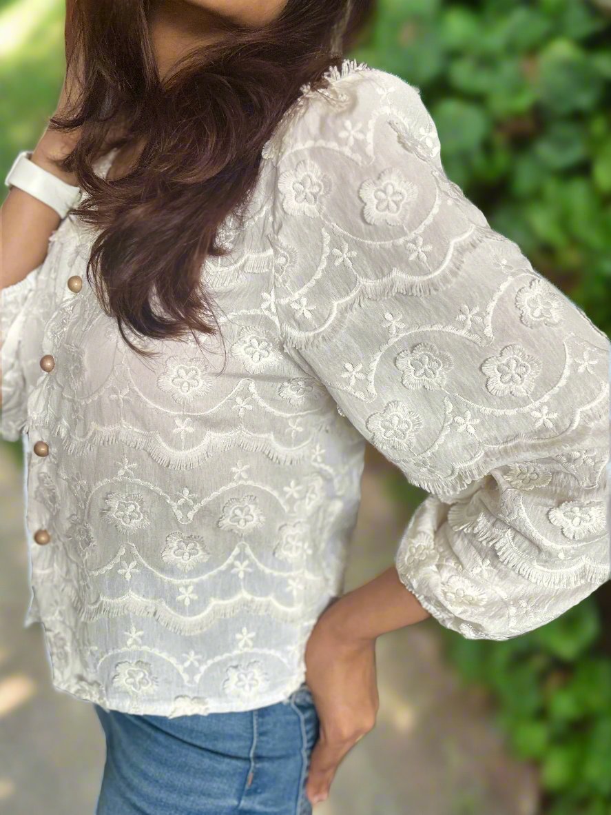 Off white Embroidered Blouse