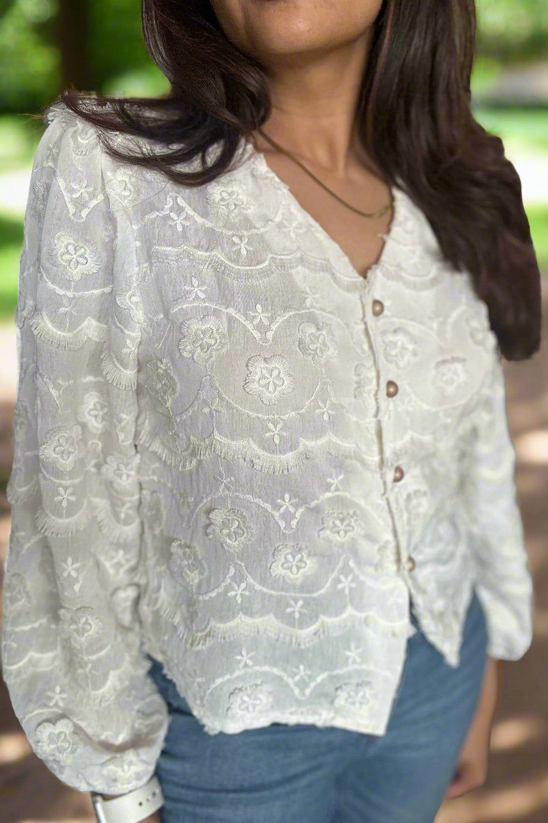 Off white Embroidered Blouse