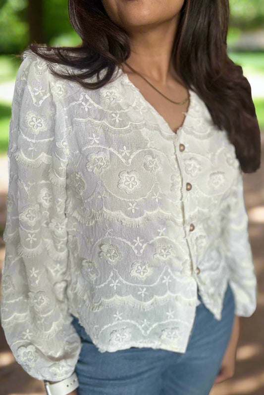 Off white Embroidered Blouse