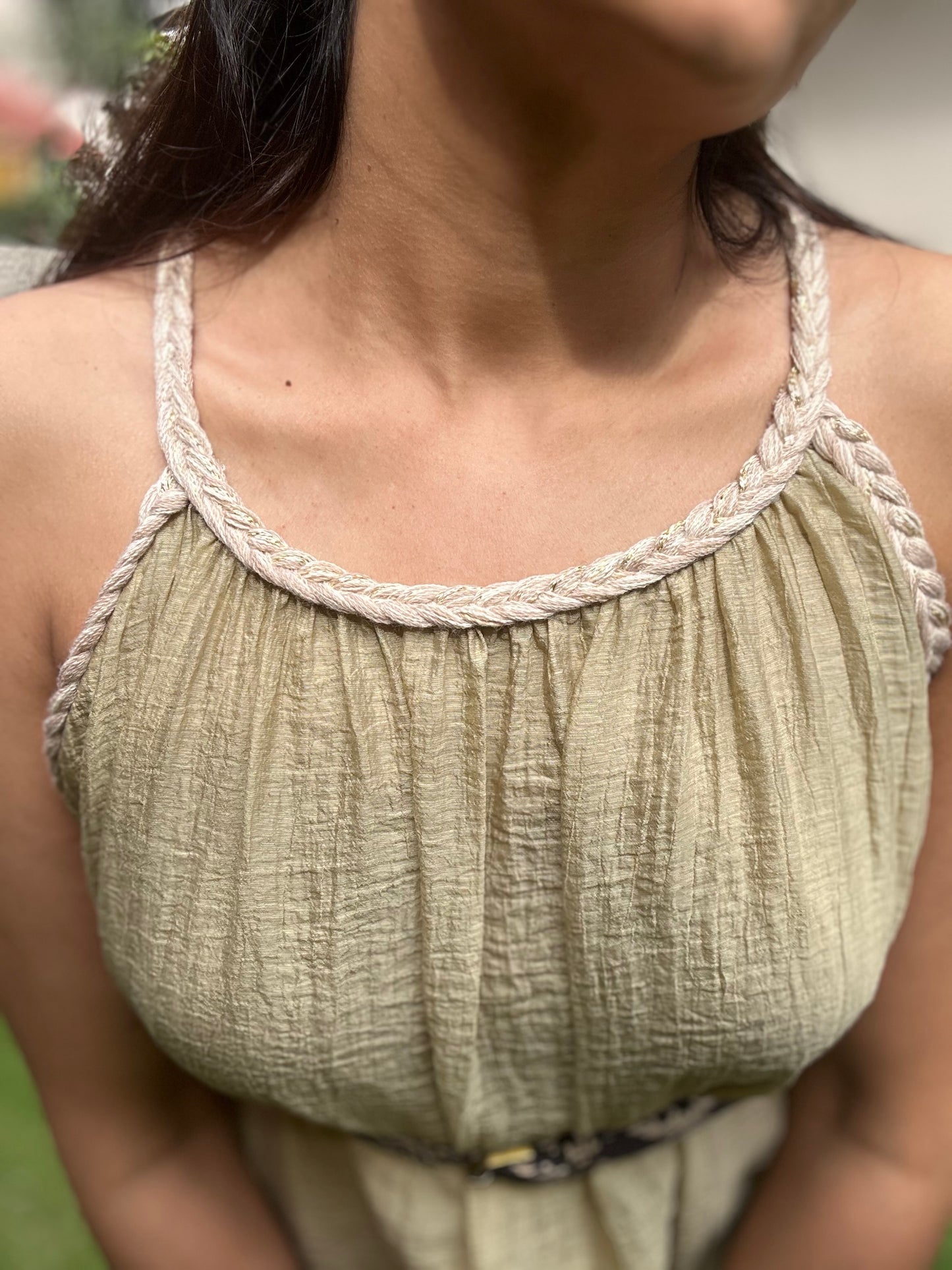 Tissue crushed sleeveless dress