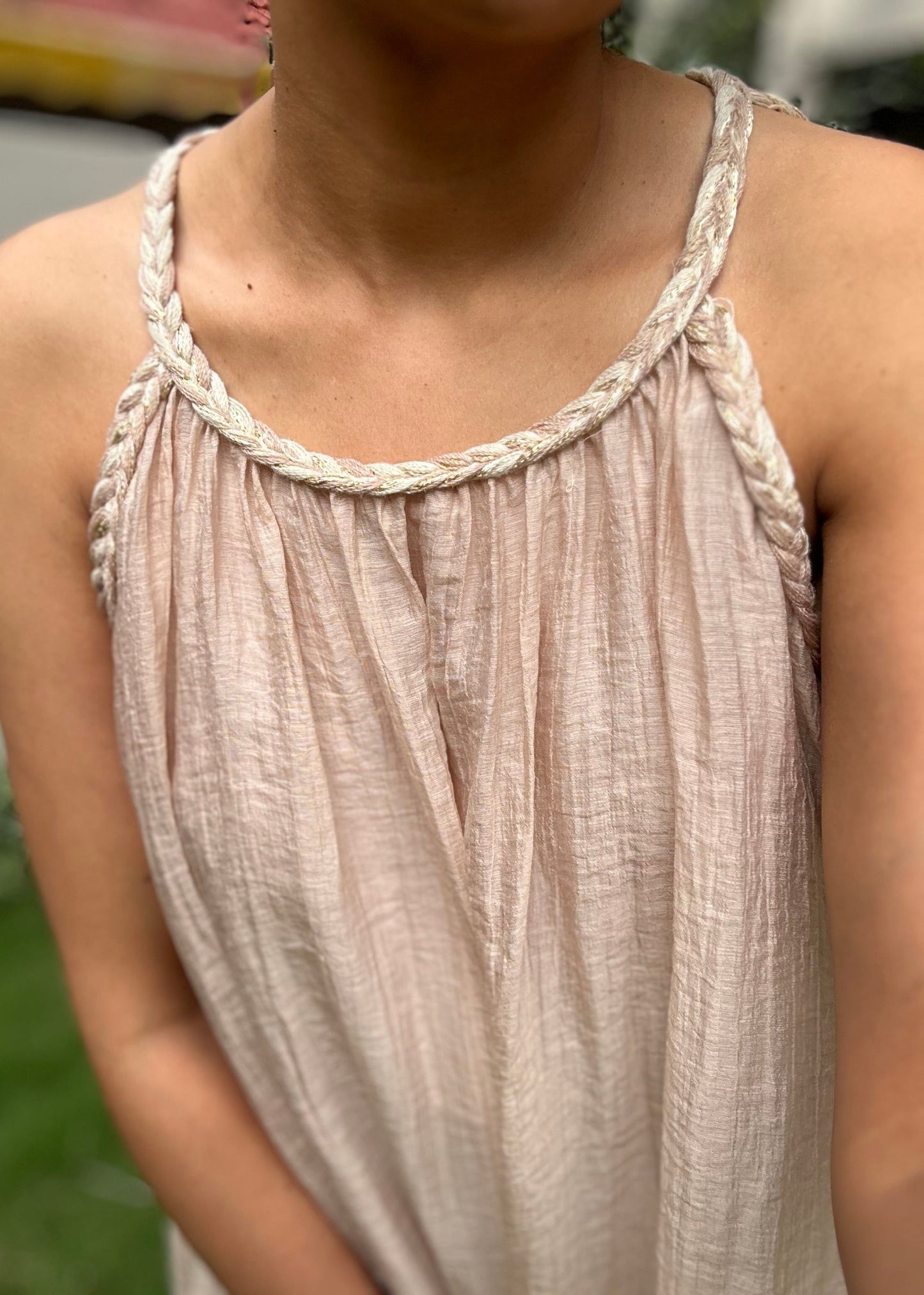 Tissue crushed sleeveless dress