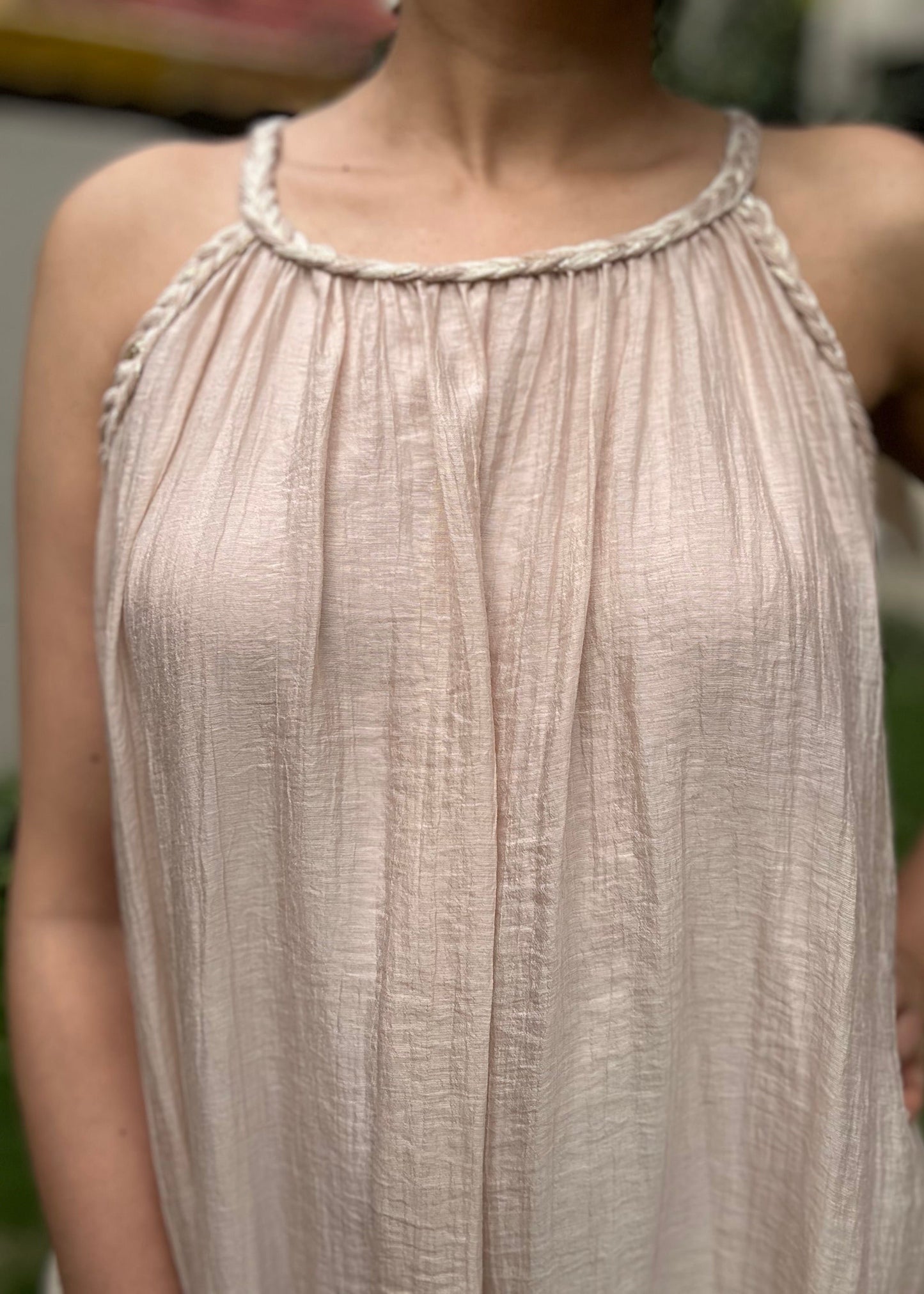 Tissue crushed sleeveless dress