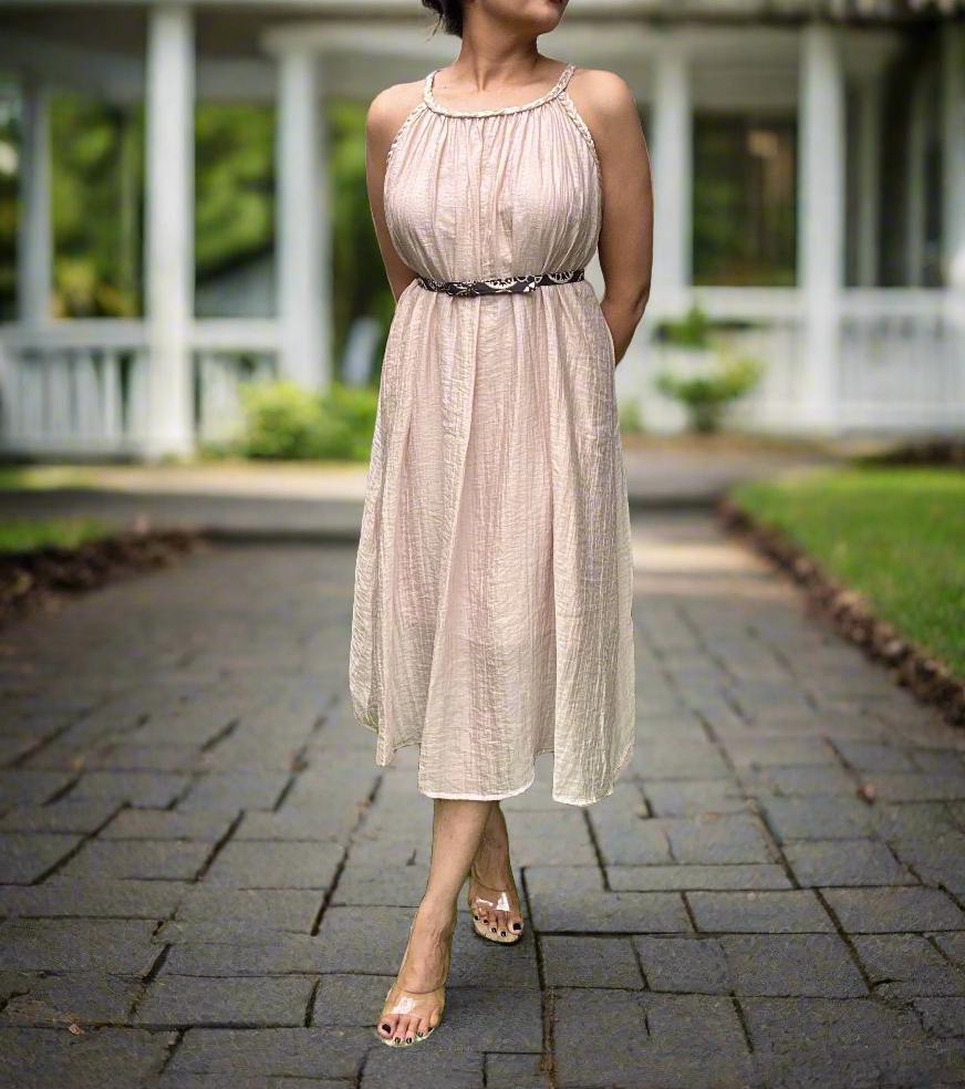 Tissue crushed sleeveless dress