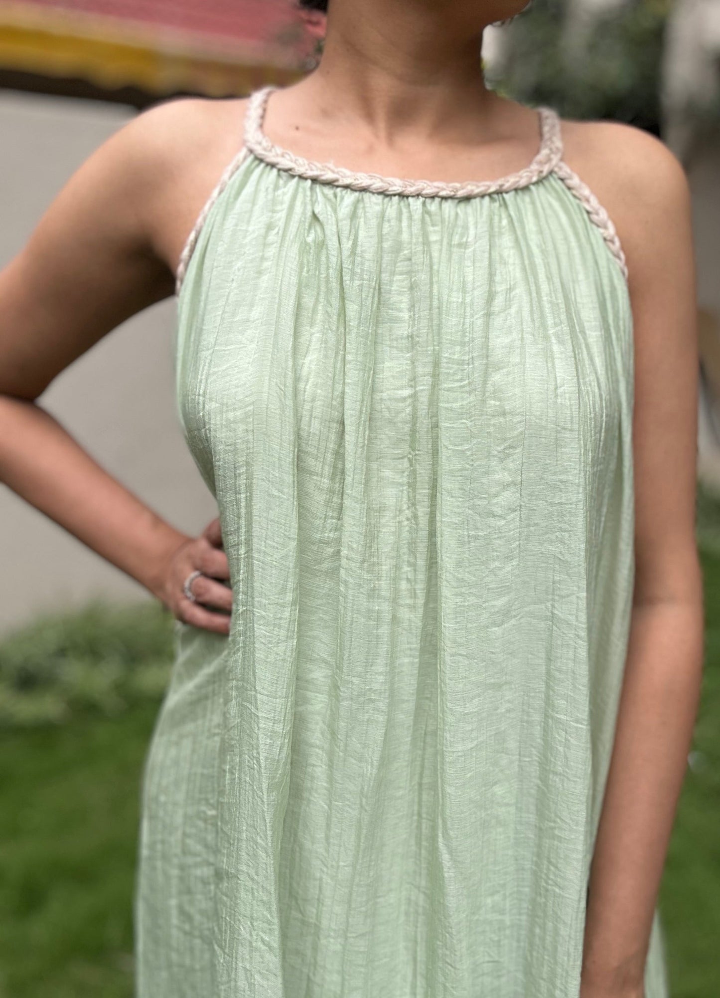 Tissue crushed sleeveless dress