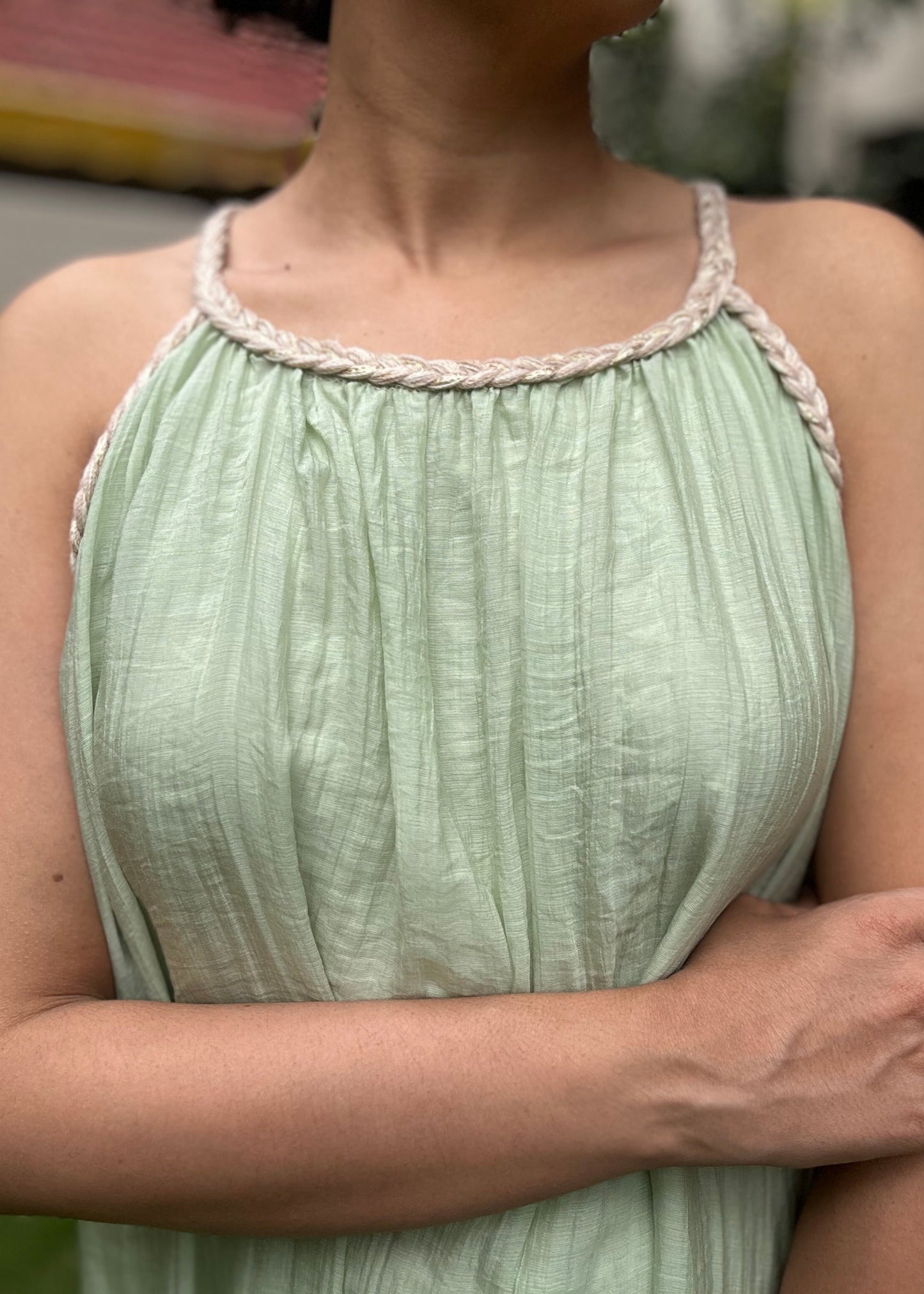Tissue crushed sleeveless dress