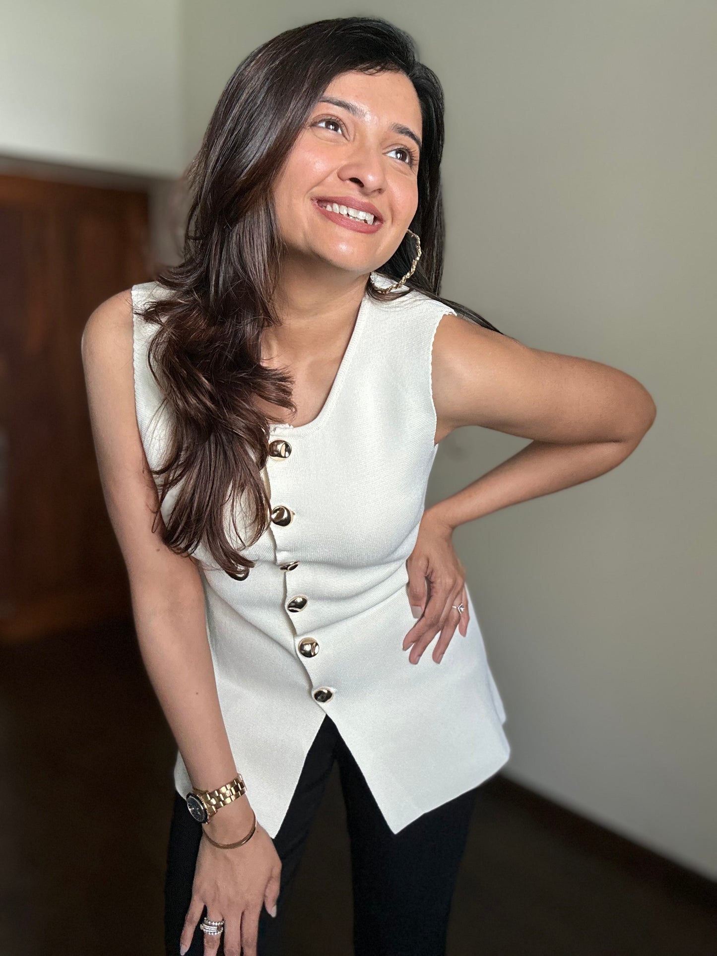 Sleeveless Waistcoats with Gold Buttons