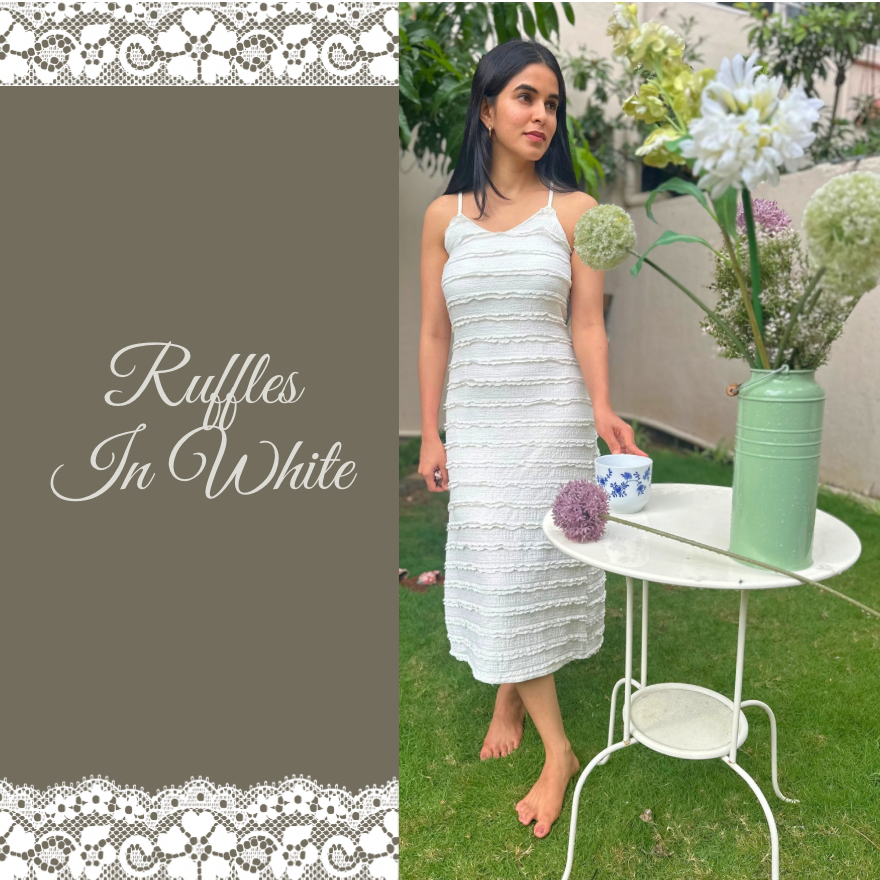 Ruffles In White - Midi Dress
